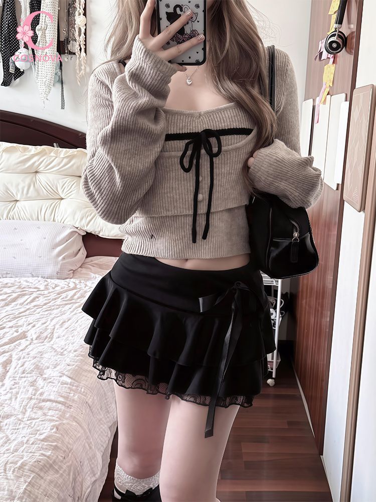 Cami Top Lace - Conjunto de 3 piezas estilo Coquette