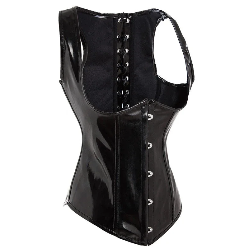 Corsé de cuero PU negro gótico - Corset Waist Cinch reseña y precio